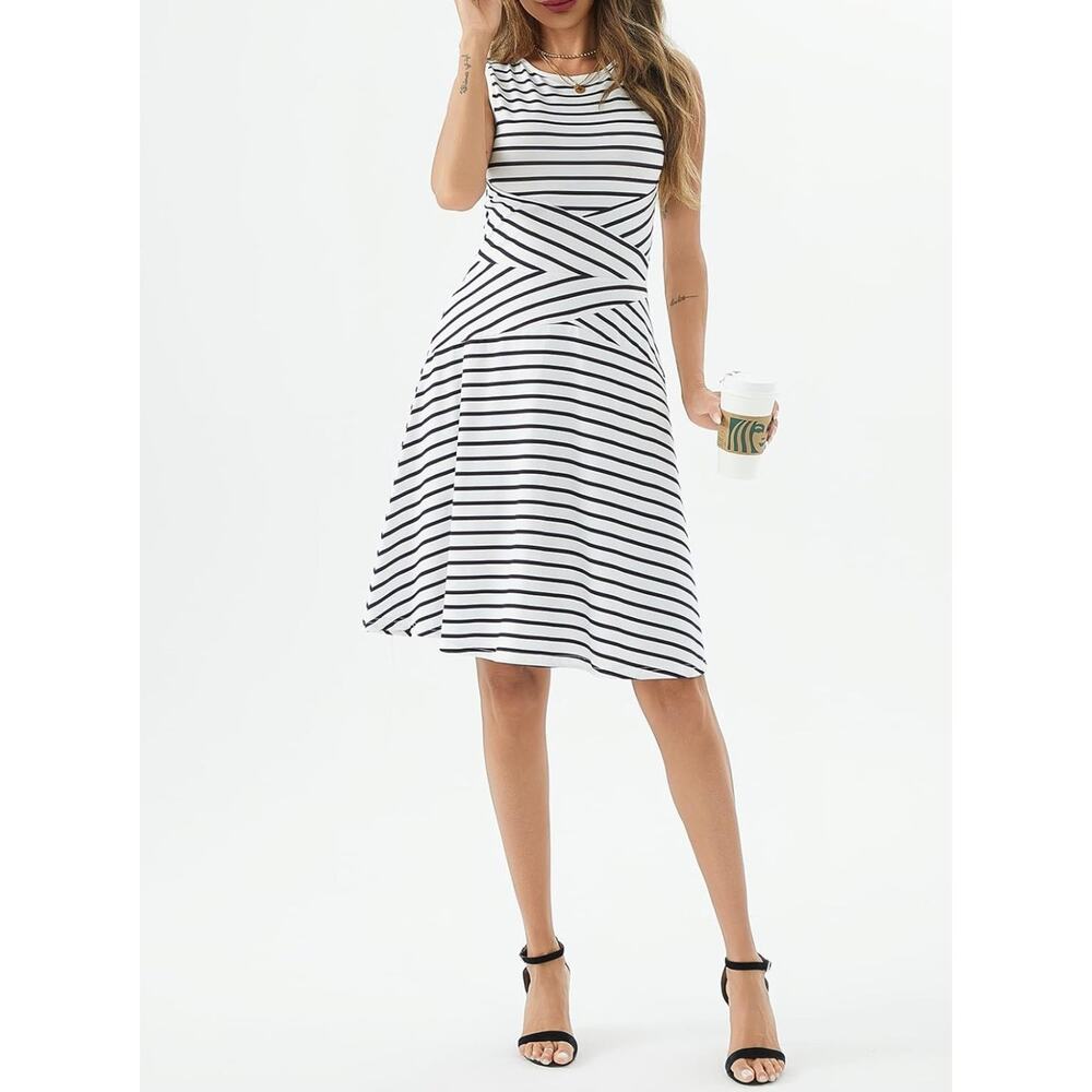 PerZeal Women's Summer Casual Dresses 2025 Sleeveless Striped Mini Dress High...